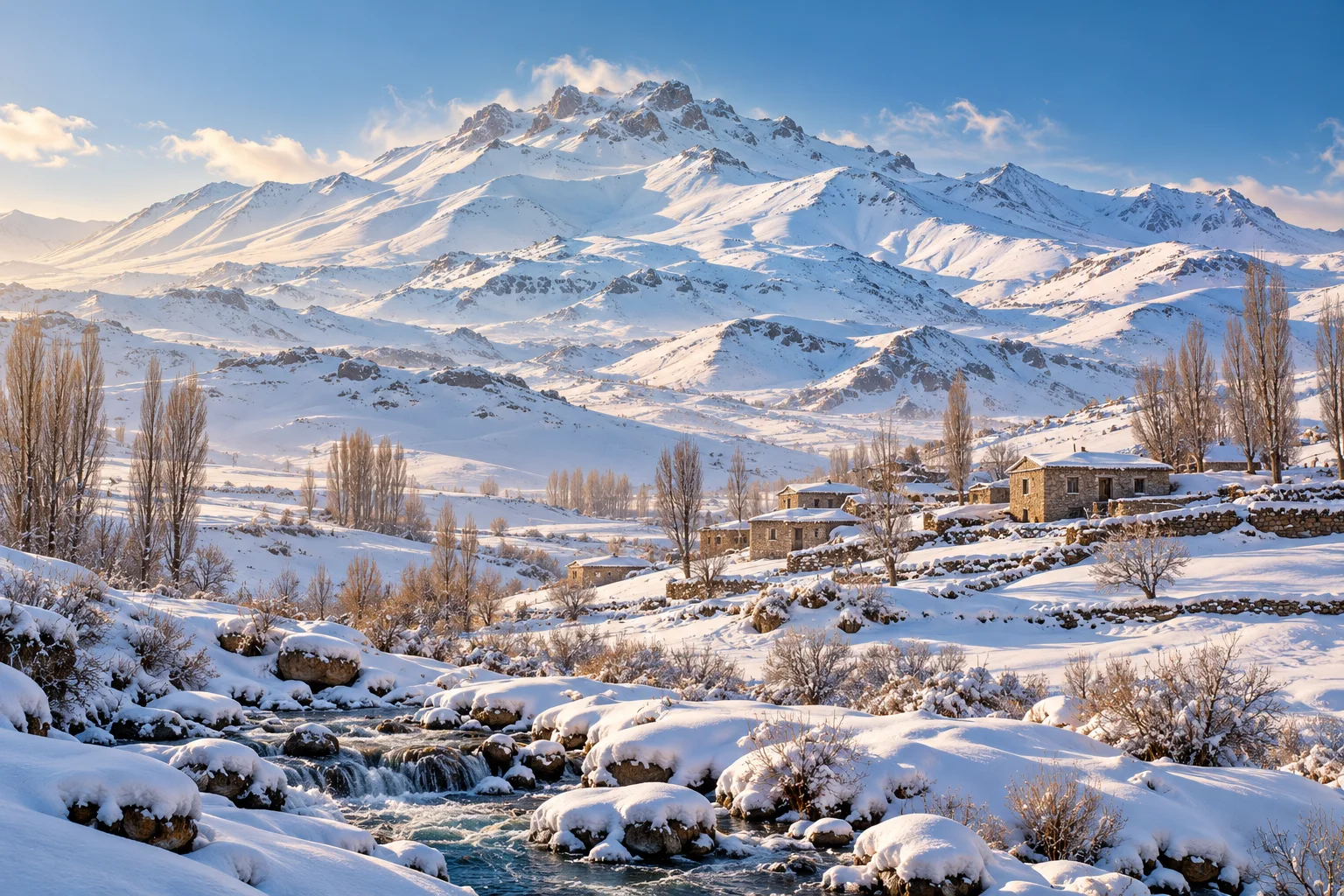 AI-generated landscape inspired by Ardabil winter highlands